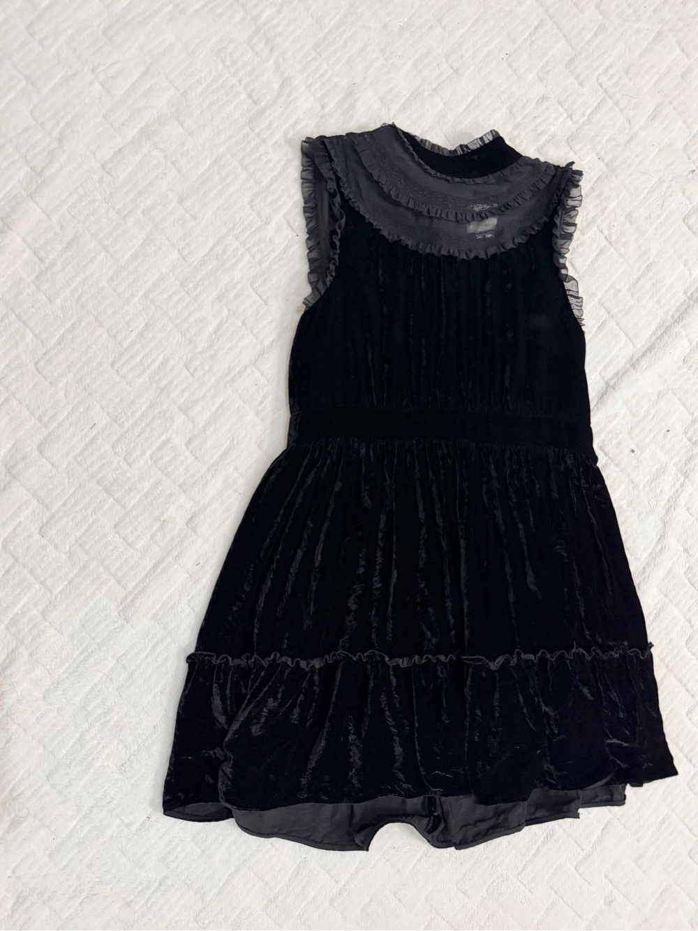 kate spade Black Velvet Ruffle Neck Dress